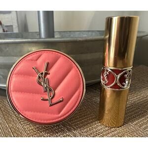 YSL Yves Saint Laurent Lipstick Red #83 and Make Me Blush Powder #93 Set